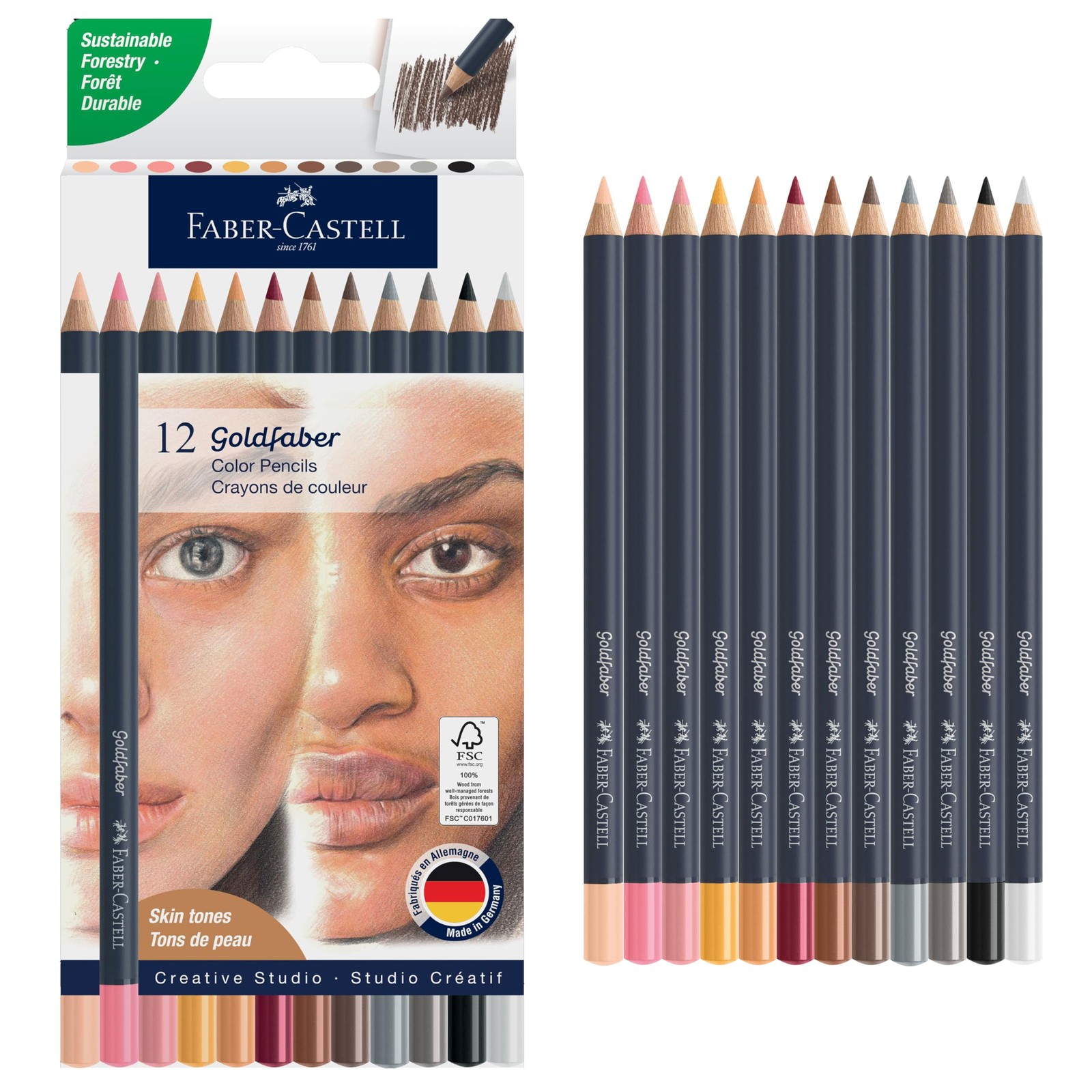 Faber-Castell Goldfaber Colored Pencils: Skin 1 Count (Pack of 12), Tone