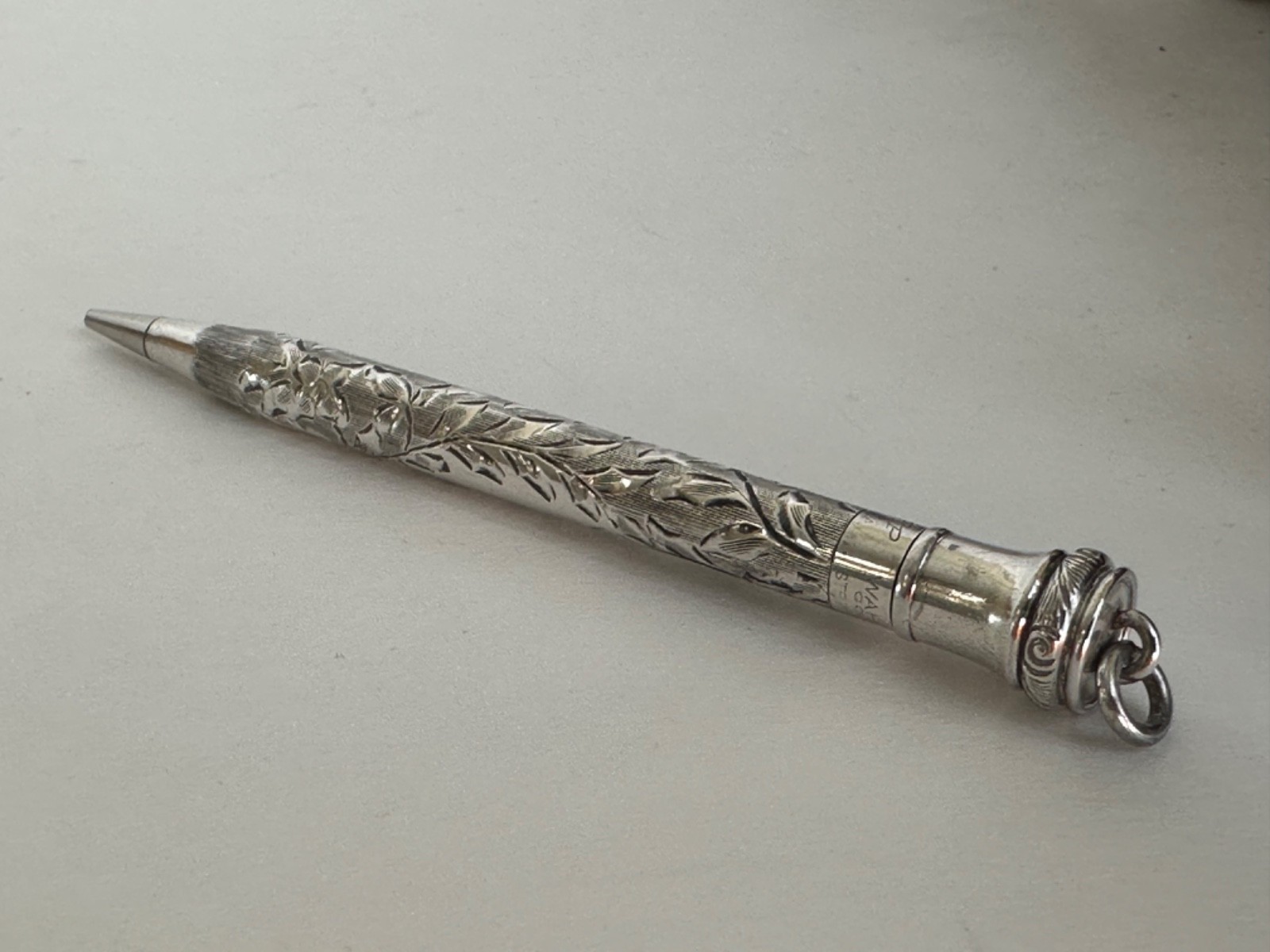 Antique Sterling Silver Whal Ever Sharp Engraved Mecanical Pencil Pendant