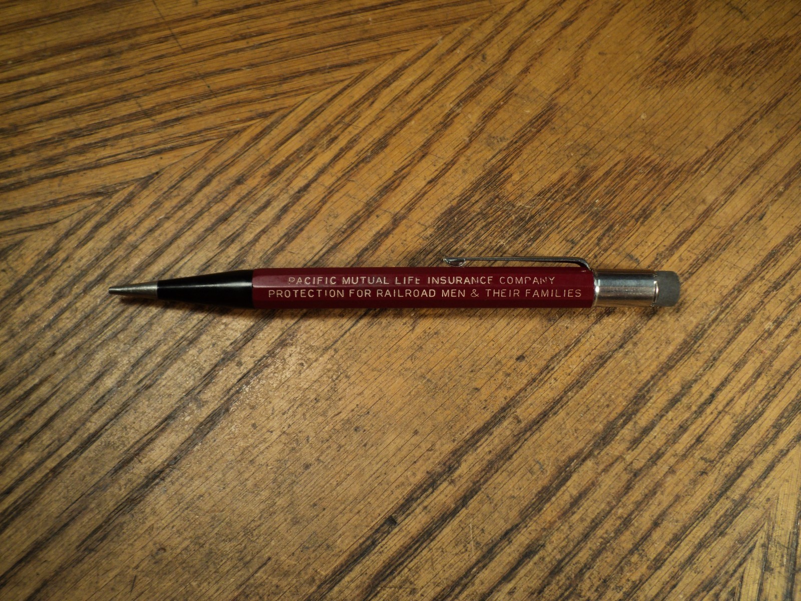 Vintage Autopoint Mechanical Pencil Pacific Mutual Life Insurance Railroad Men