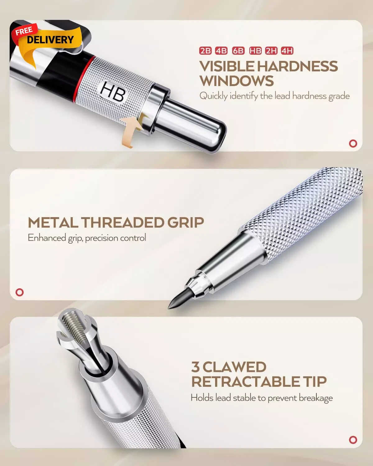 35PCS Art Mechanical Pencil Set, 3 PCS Metal Drafting Pencil 0.5 Mm & 0.7 Mm & 0