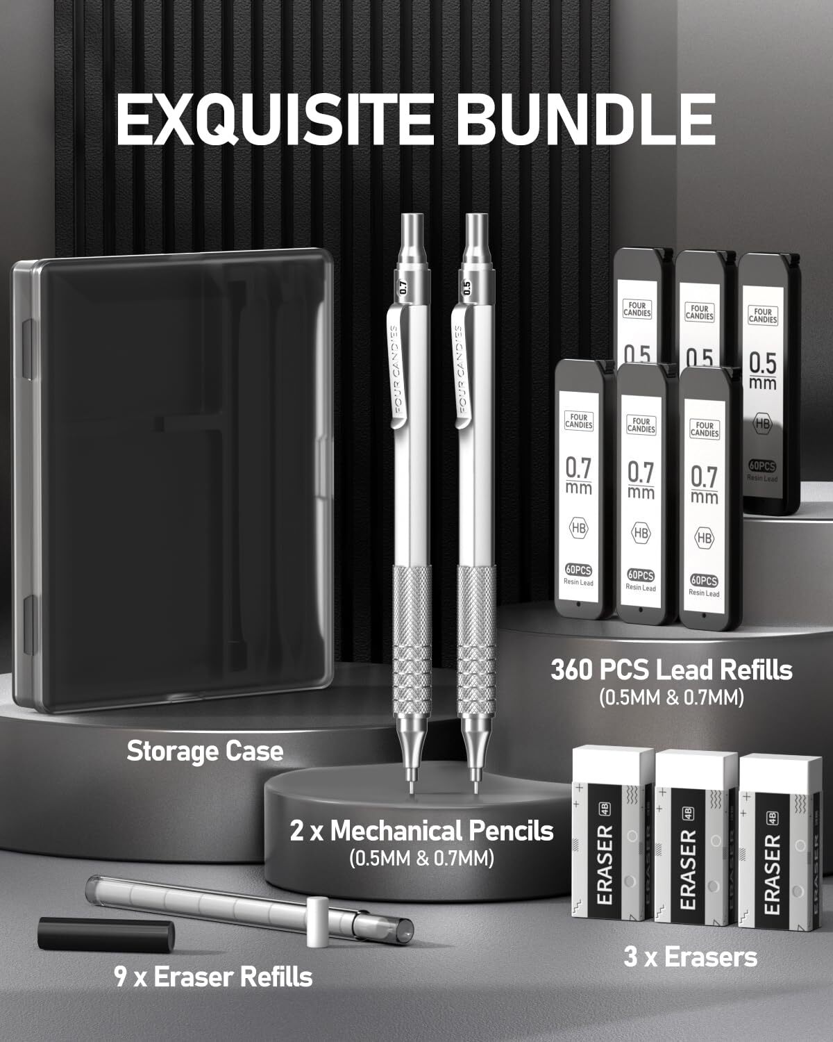 2PCS Metal Mechanical Pencils Set with Case 0.5mm & 0.7 mm Artist Pencil with…