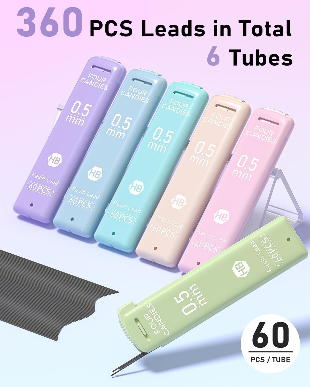 Pack of 360 Black HB Pencil Lead Refills with Stylish Case for Precision Writing