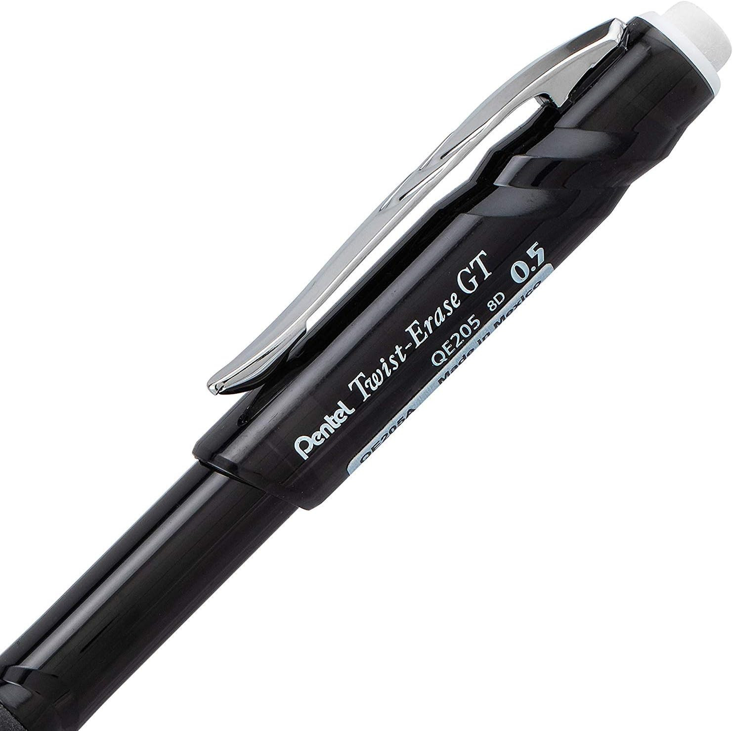 Twist-Erase GT, 0.5Mm, Mechanical Pencil Transparent Black Barrel, Box of 12 (QE