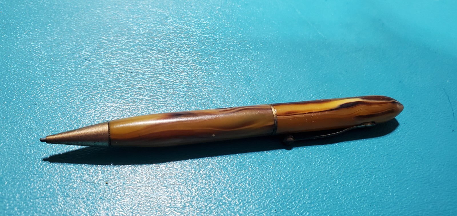 Vintage Banker Mechanical Pencil . Yellow Gold Marbleized