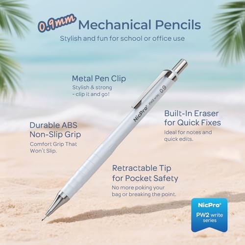 Cute Mechanical Pencil Set, 4PCS Pastel Drafting Pencils | 4 Tube HB 0.9mm
