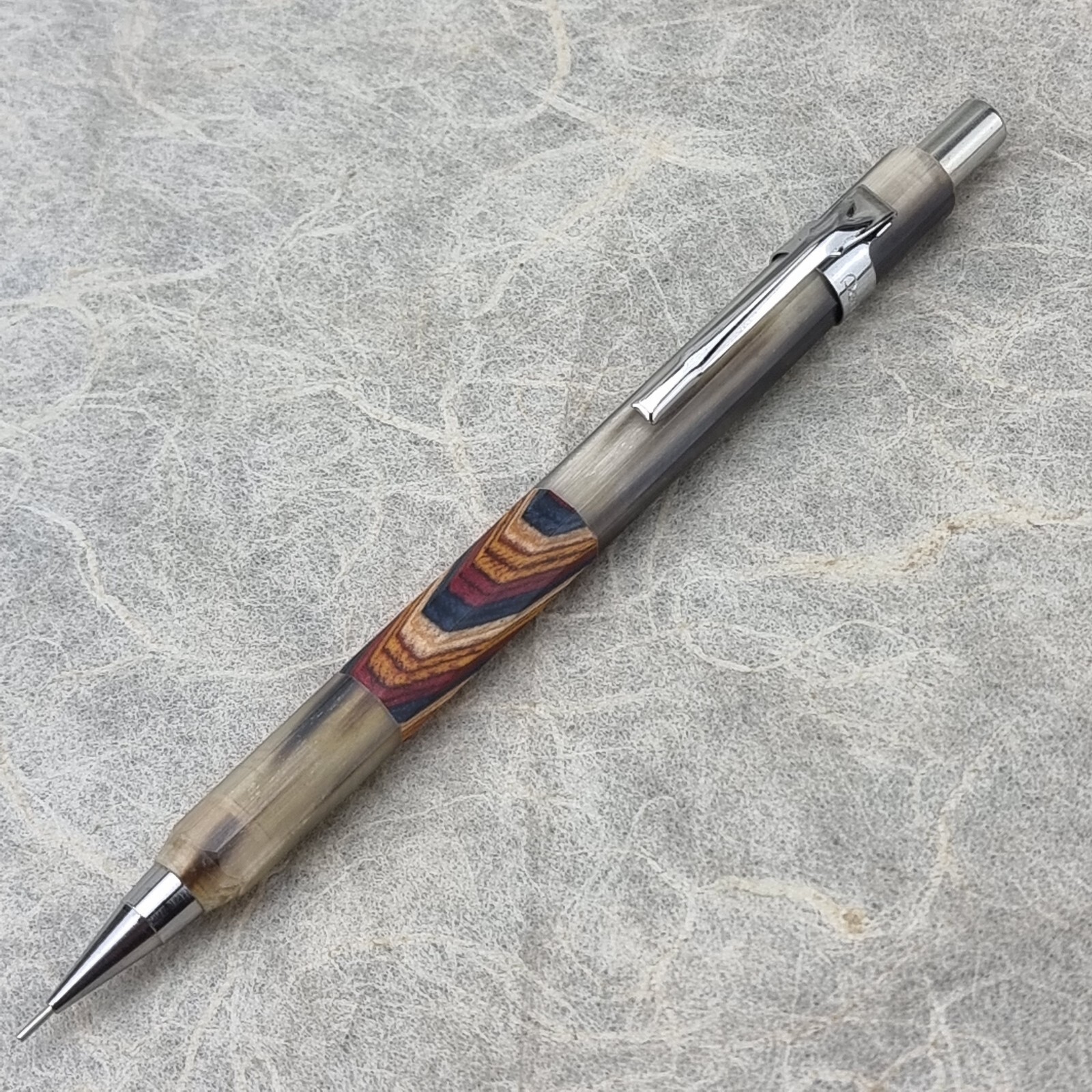 Hand Crafted Pentel P-205(0.5mm) Mechanical Pencil with Octagonal Buffalo Barrel