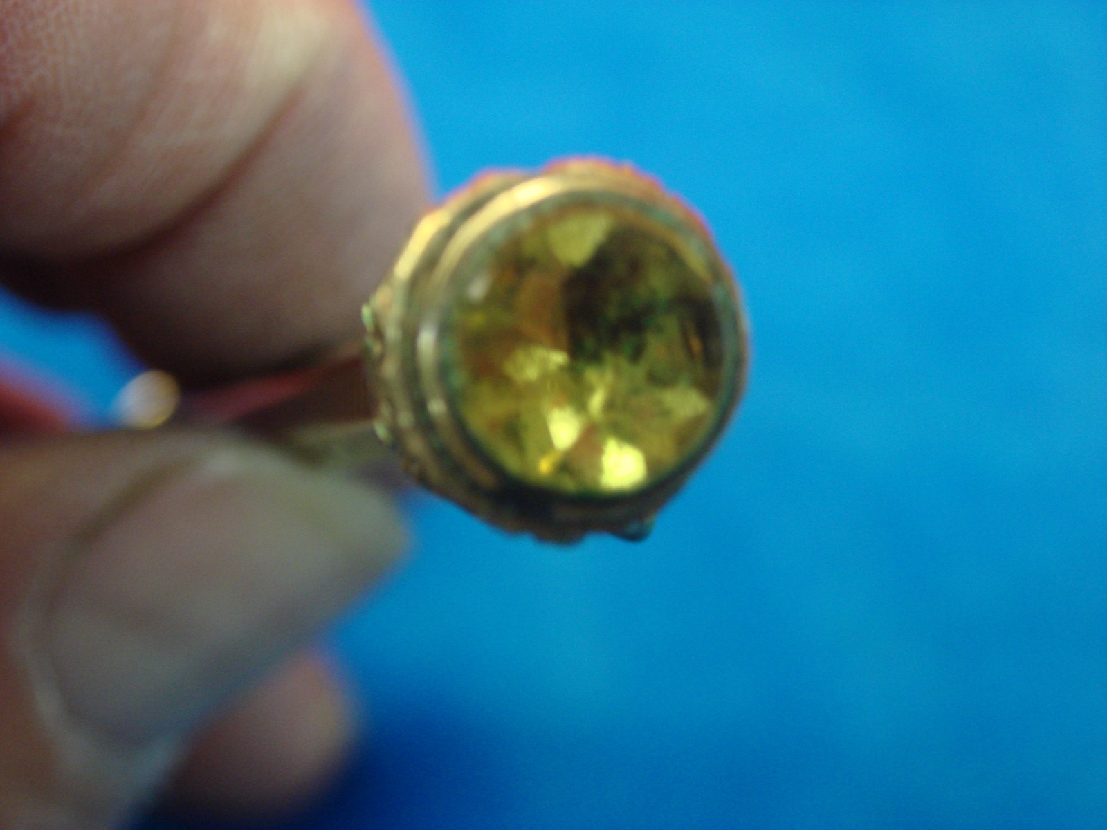 ANTIQUE MECHANICAL PENCIL WITH CITRINE GLASS TOP – GOLD FILLED – NICE CONDITION