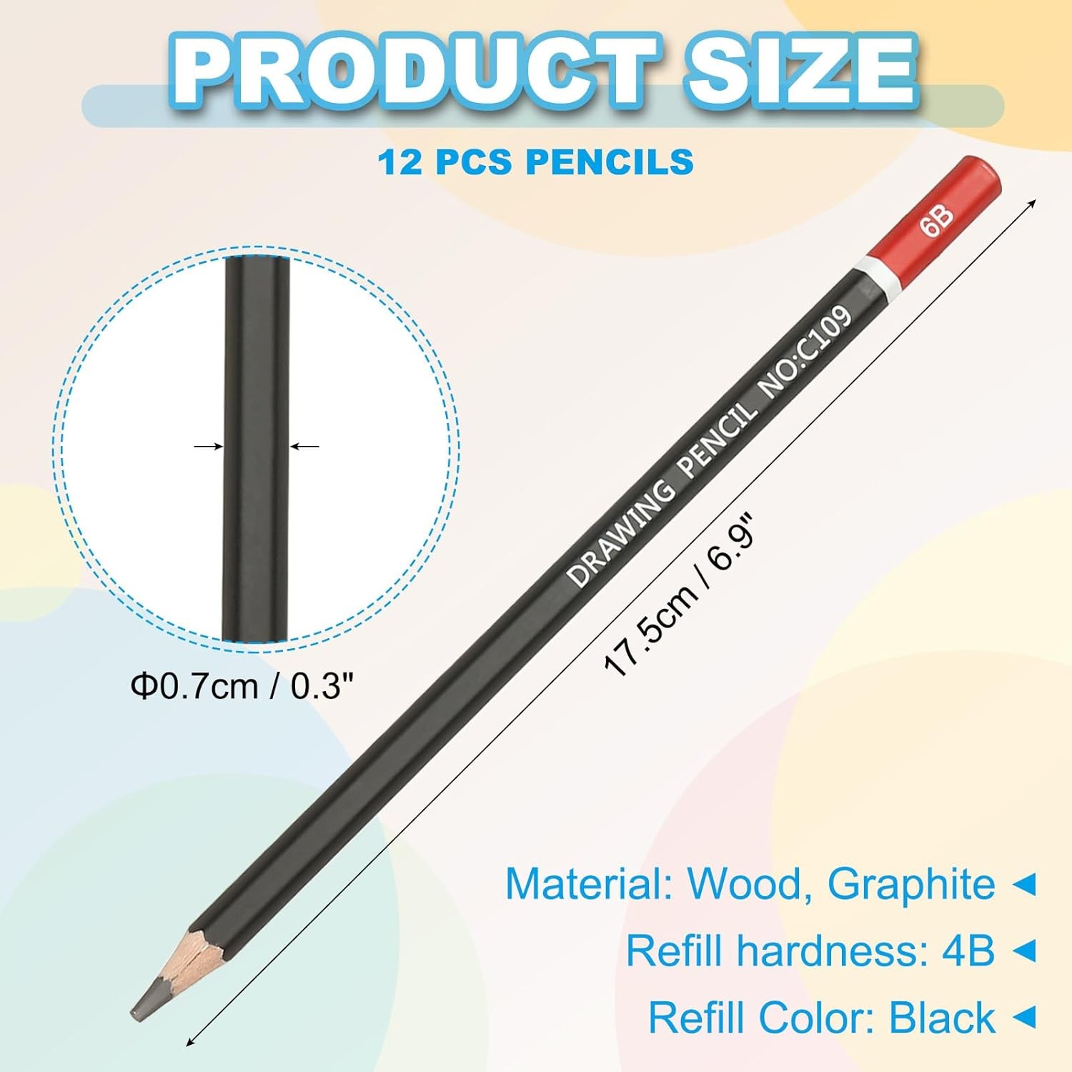PATIKIL 6B Drawing Pencils for Sketching, 12PCS Sketch Drawing…