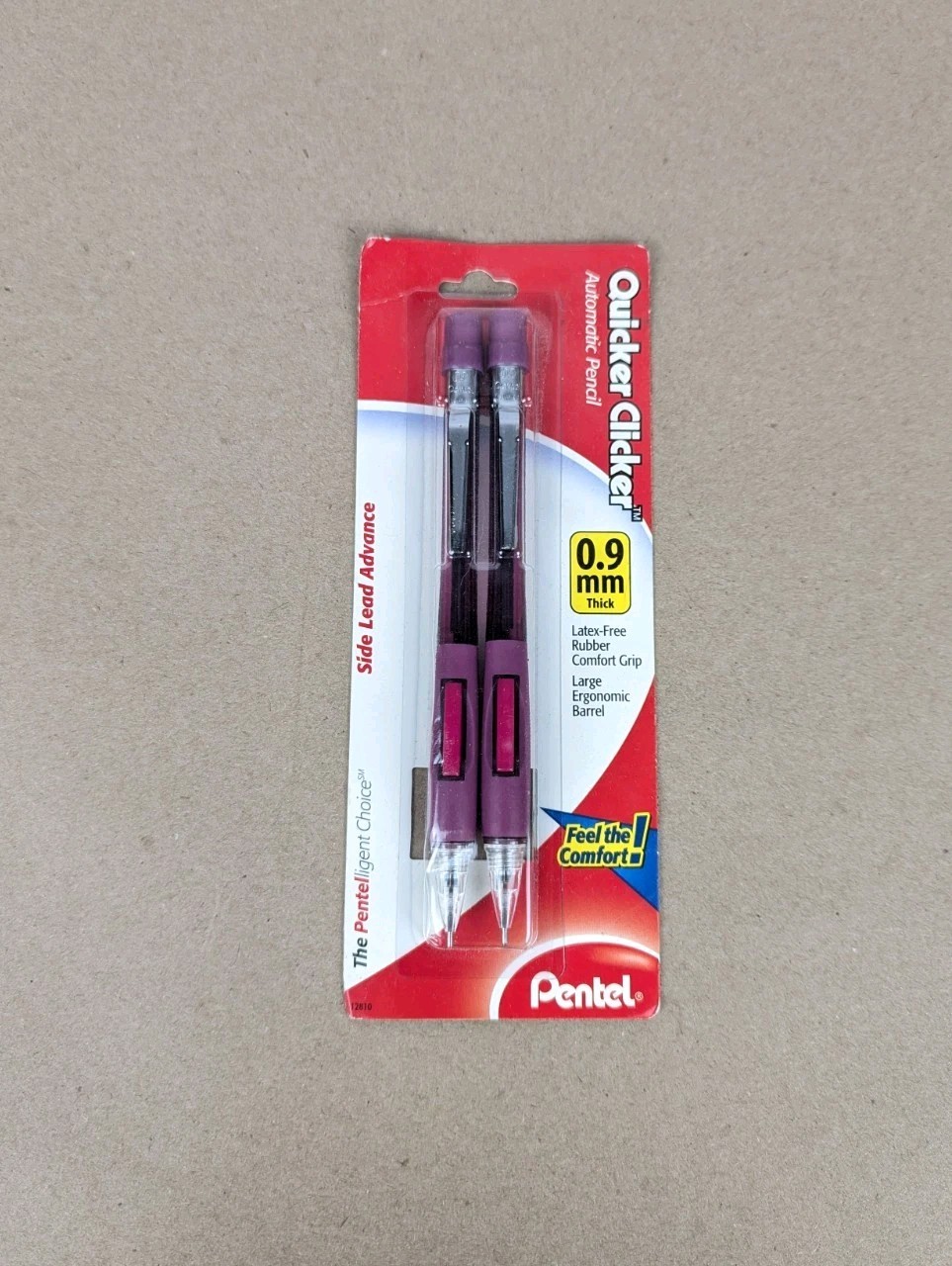 NEW Pentel Quicker Clicker Automatic Pencil, 0.9mm, Transparent Purple, 2 Pack