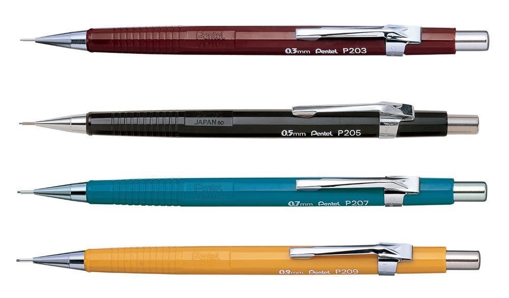 Pentel P200 Mechanical Pencil Set 4 Count 0.3mm 0.5mm 0.7mm 0.9mm Precision W…