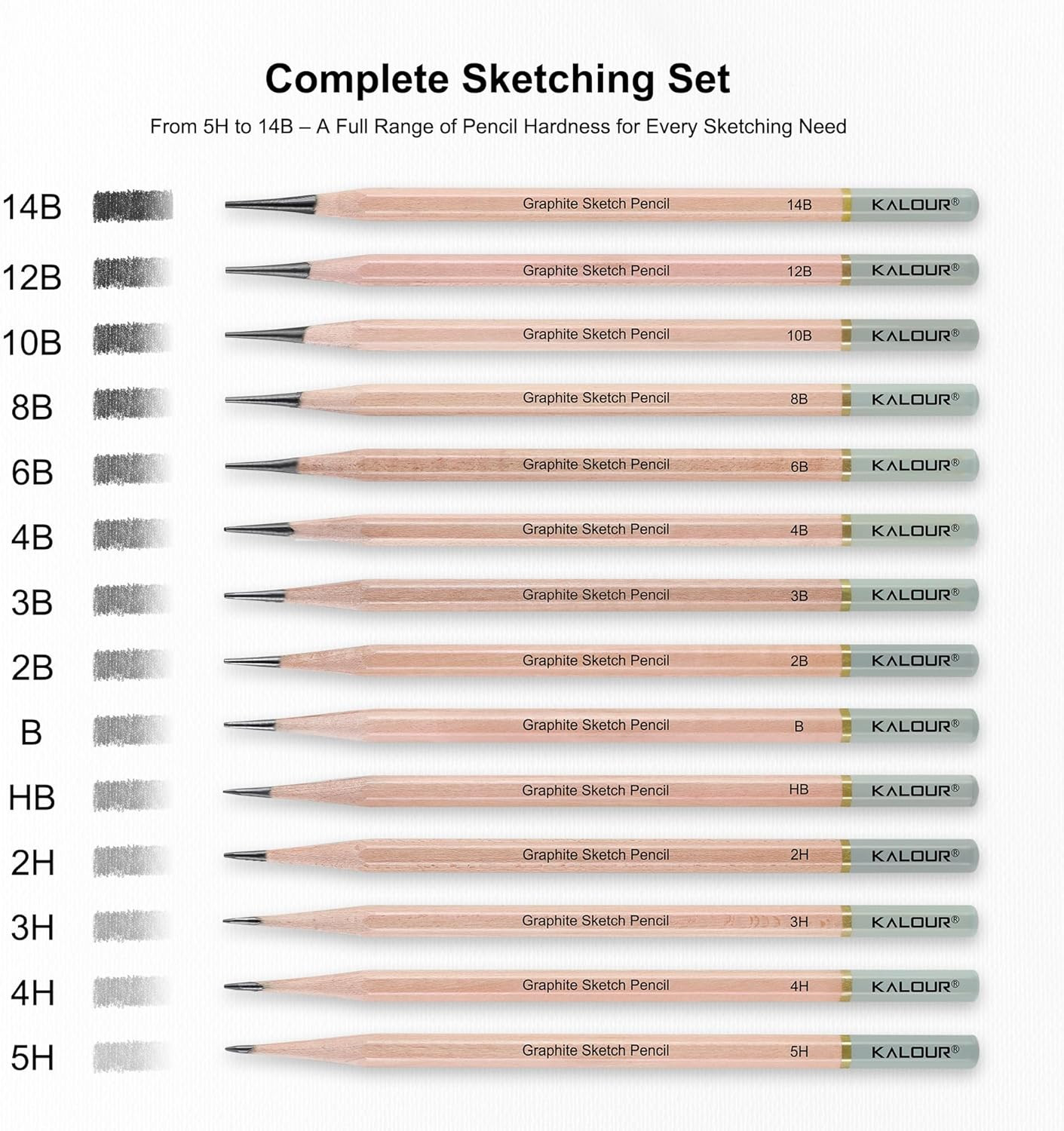 KALOUR 18-Piece Professional Sketch Pencil 18 Count (Pack of 1), Multicolor