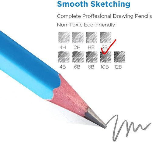 Sketch Pencils for Drawing 12B, 12pcs Softest and 1 Count (Pack of 12), Black