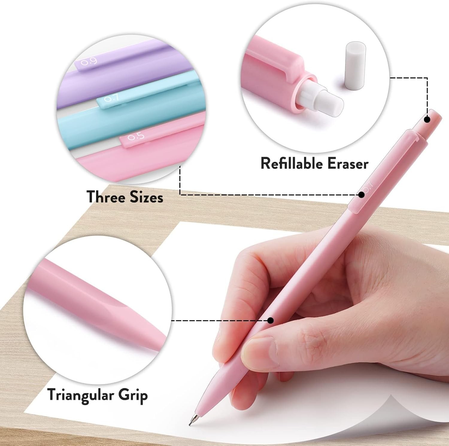 Adorable 6PCS Cute Mechanical Pencils with Triangular Grip – Ideal for All Ages
