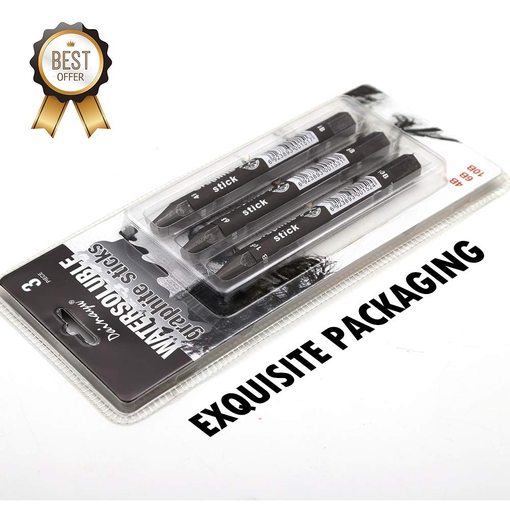 dainayw Graphite Stick Set – Water Soluble – 4B 6B 1 Count (Pack of 3), Black
