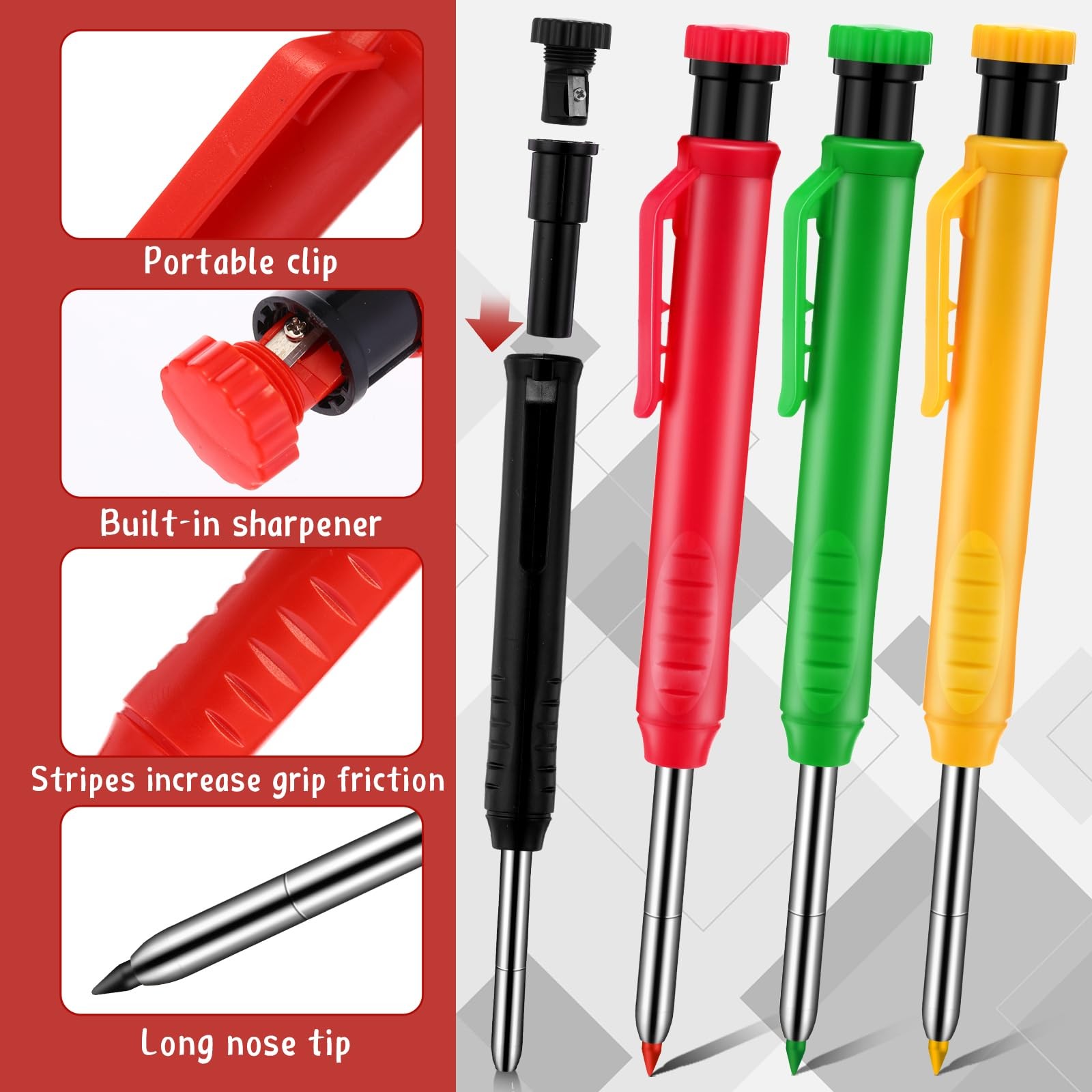 8 pack 2.8mm Mechanical Carpenter Pencils with 48 Refills, Construction Penci…