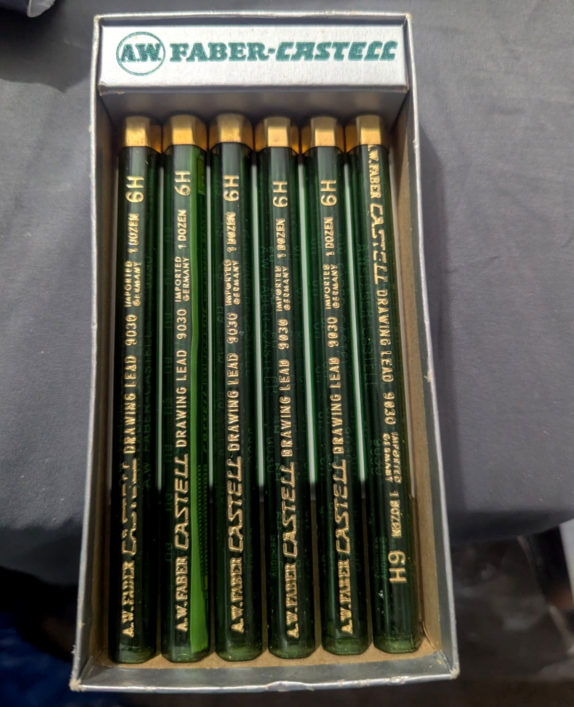 6 A.W. FABER CASTELL DRAWING Pencil LEAD 9030 Refill Germany H & F 12pc per 70pc