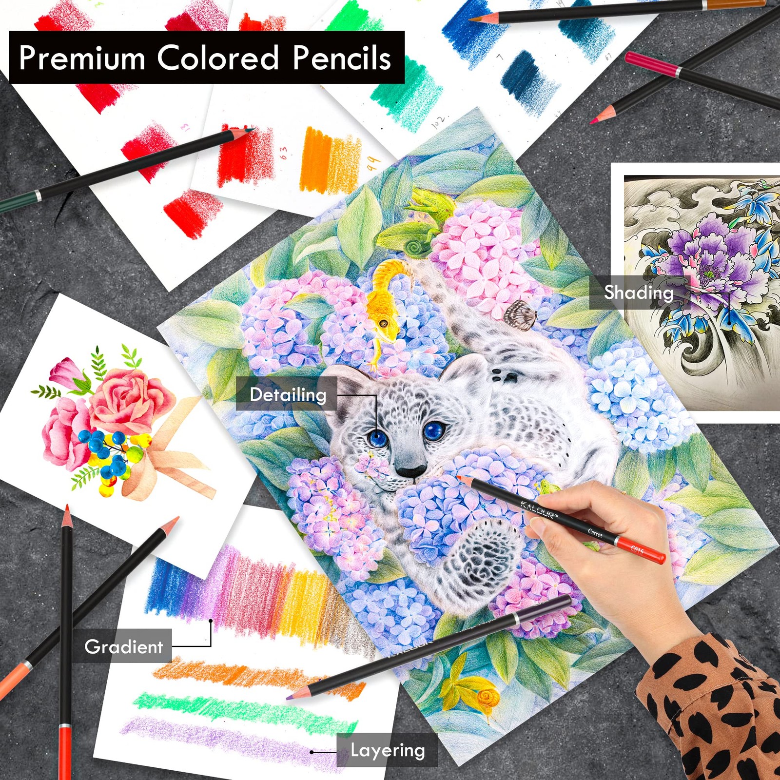 KALOUR 96 Premium Drawing Pencil Set,including 72 Colored pencil Multicolored