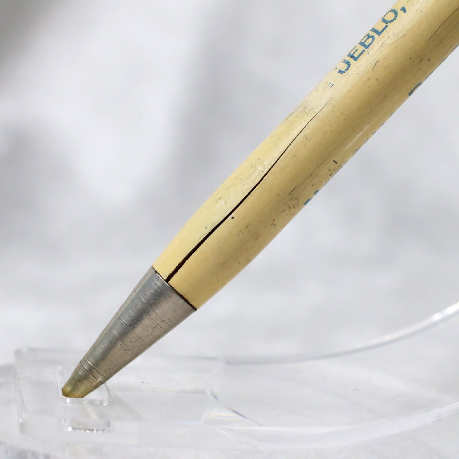 VTG 1930s RediPoint White Celluloid National Broom Advertising Mechanical Pencil