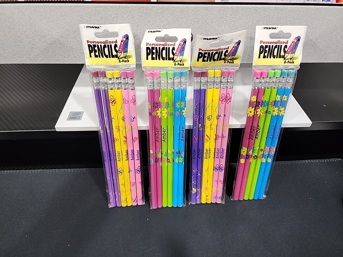L@@K Personalized Amber Pencils Set Of 4 x 6 Pencils = 24 Pencils Multi Color