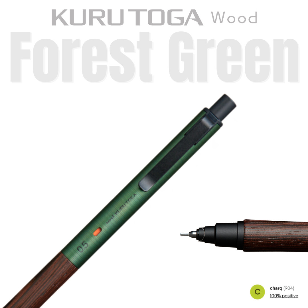 Mitsubishi Pencil Kuru Toga Wood Forest Green 0.5mm Mechanical Pencil -NEW-