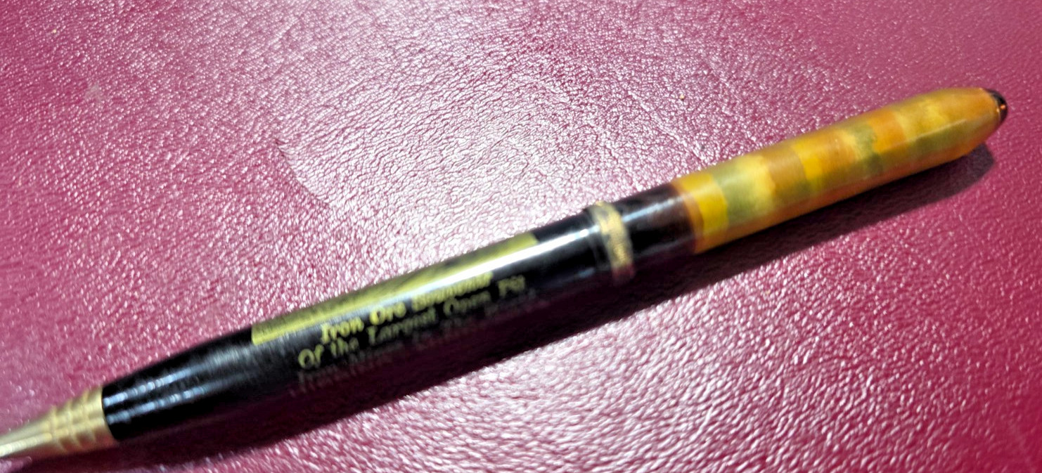 Hibbing Minnesota Iron Ore Mine 0.9mm Mechanical Pencil w/Iron Ore In Cap -1950s