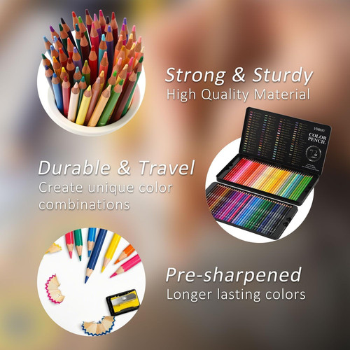 Vobou 72 Colors Artist Colored Pencils Set for Adult Coloring Books, 72set