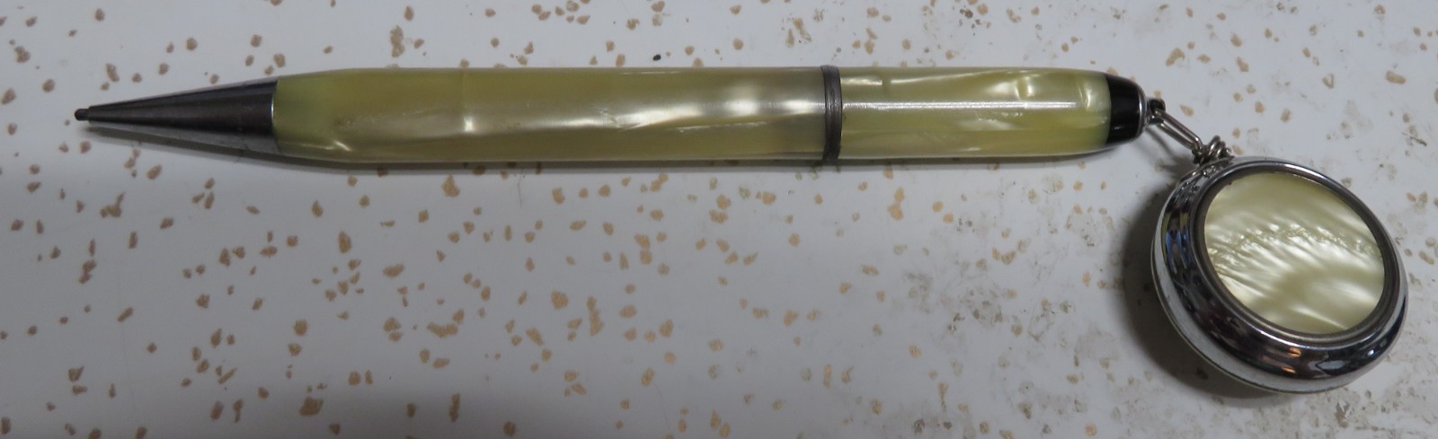 Ketcham McDougall Retractable Pin Brooch & Celluloid Golf Mechanical Pencil 1930