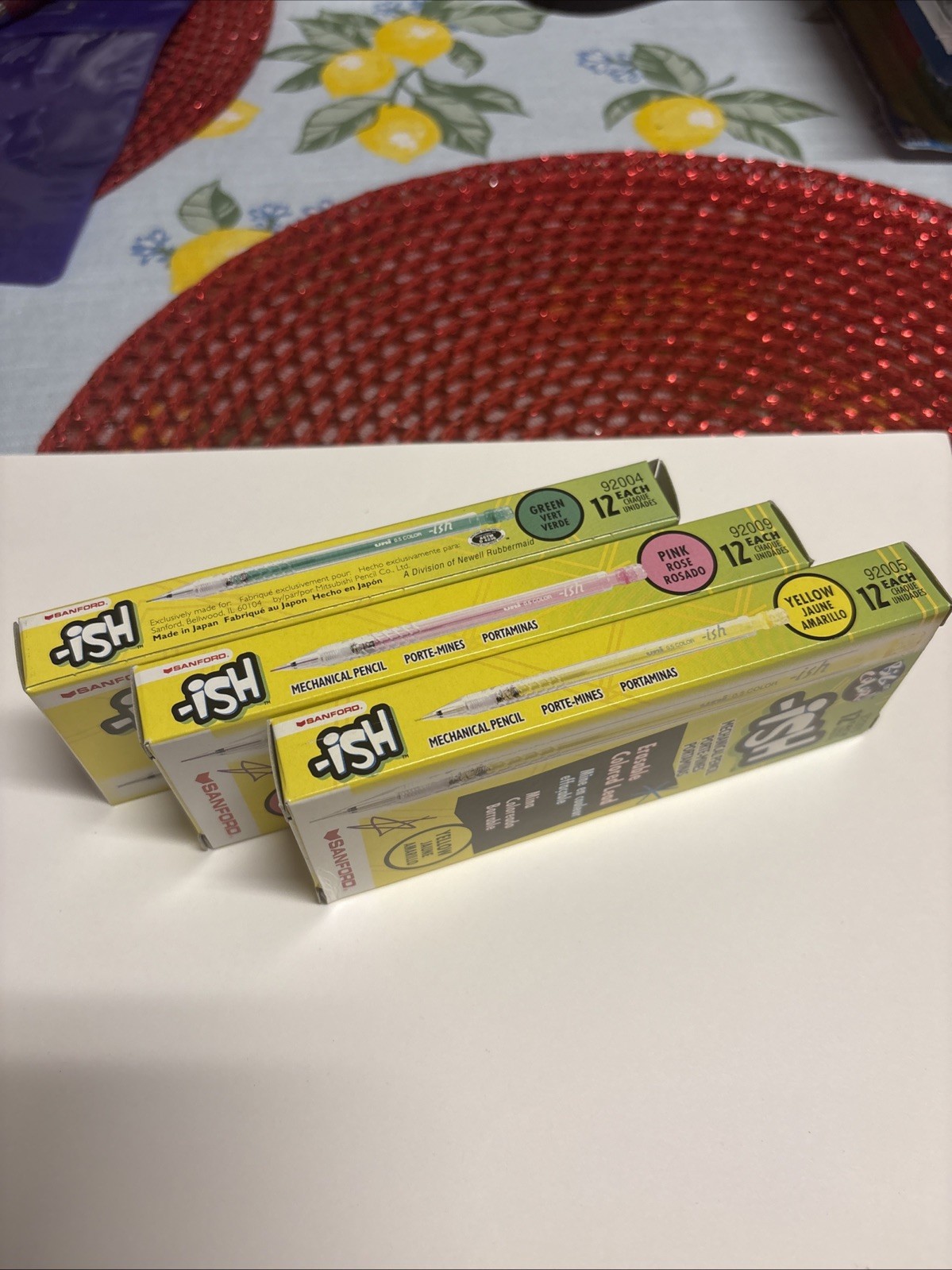 VTG Sanford ISH Erasable Colored Mechanical Pencils Green/Pink/Yellow-11 each!