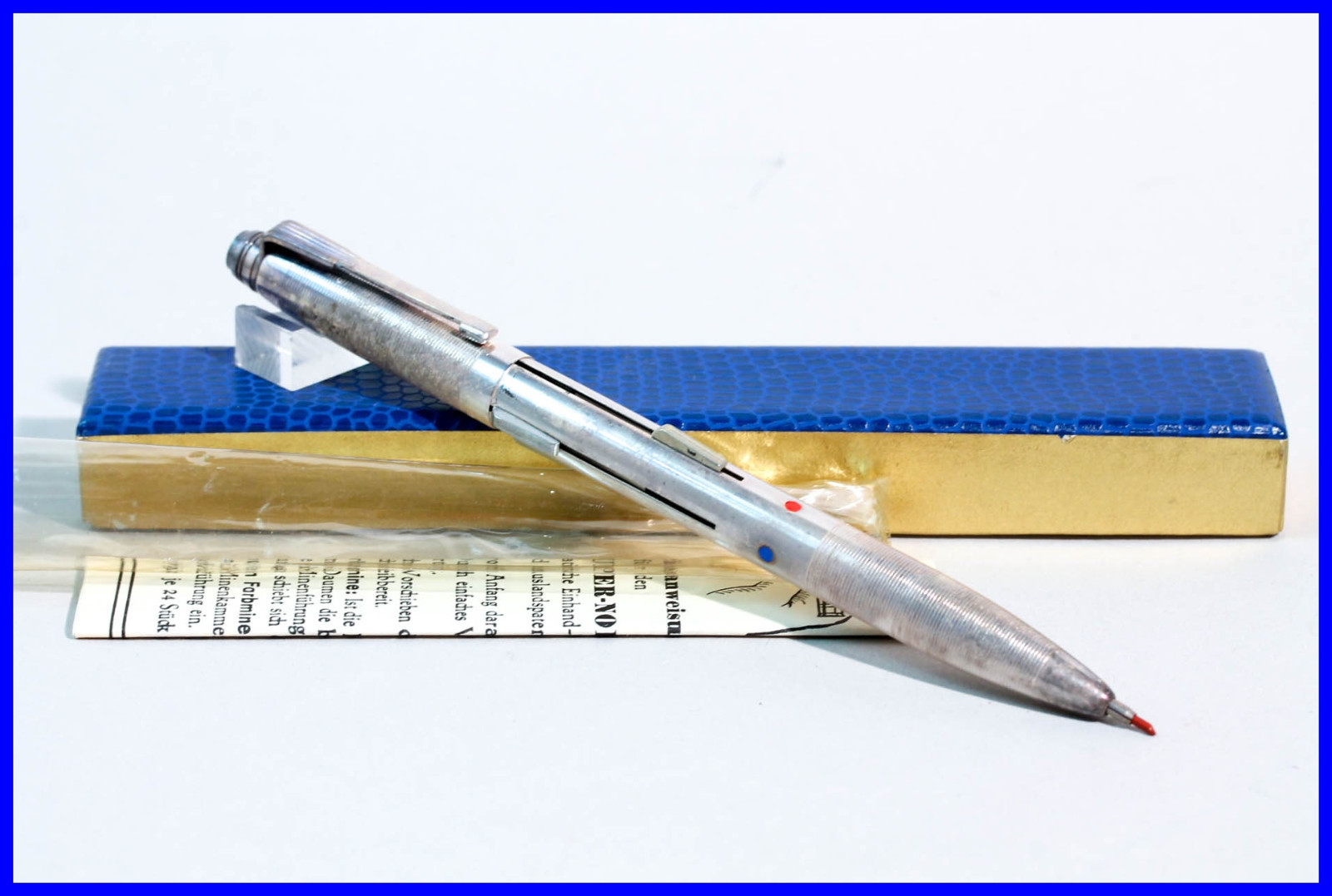 FEND SUPER NORMA 4 Color PENCIL silvered metal with Patina – 1950ies NOS w. box