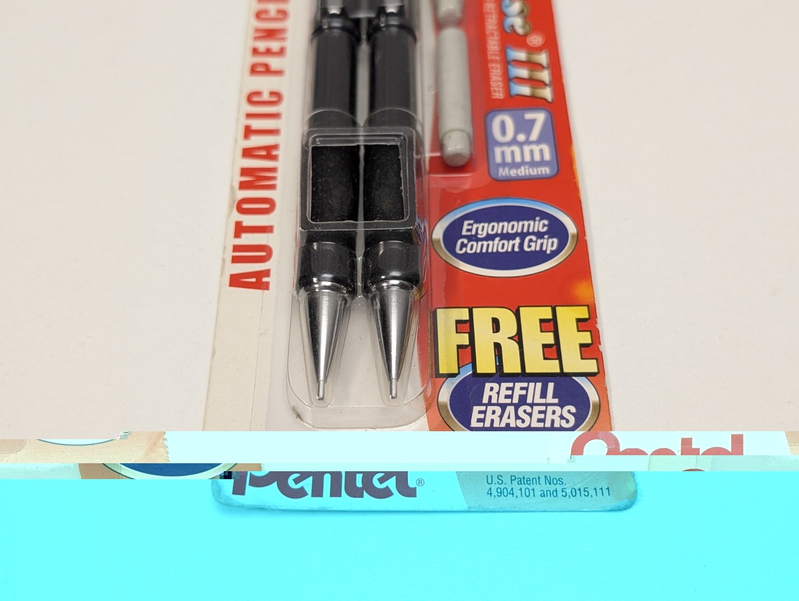 Pentel Twist-Erase III Mechanical 2-Pack, Black, 0.7mm Automatic Pencils, New