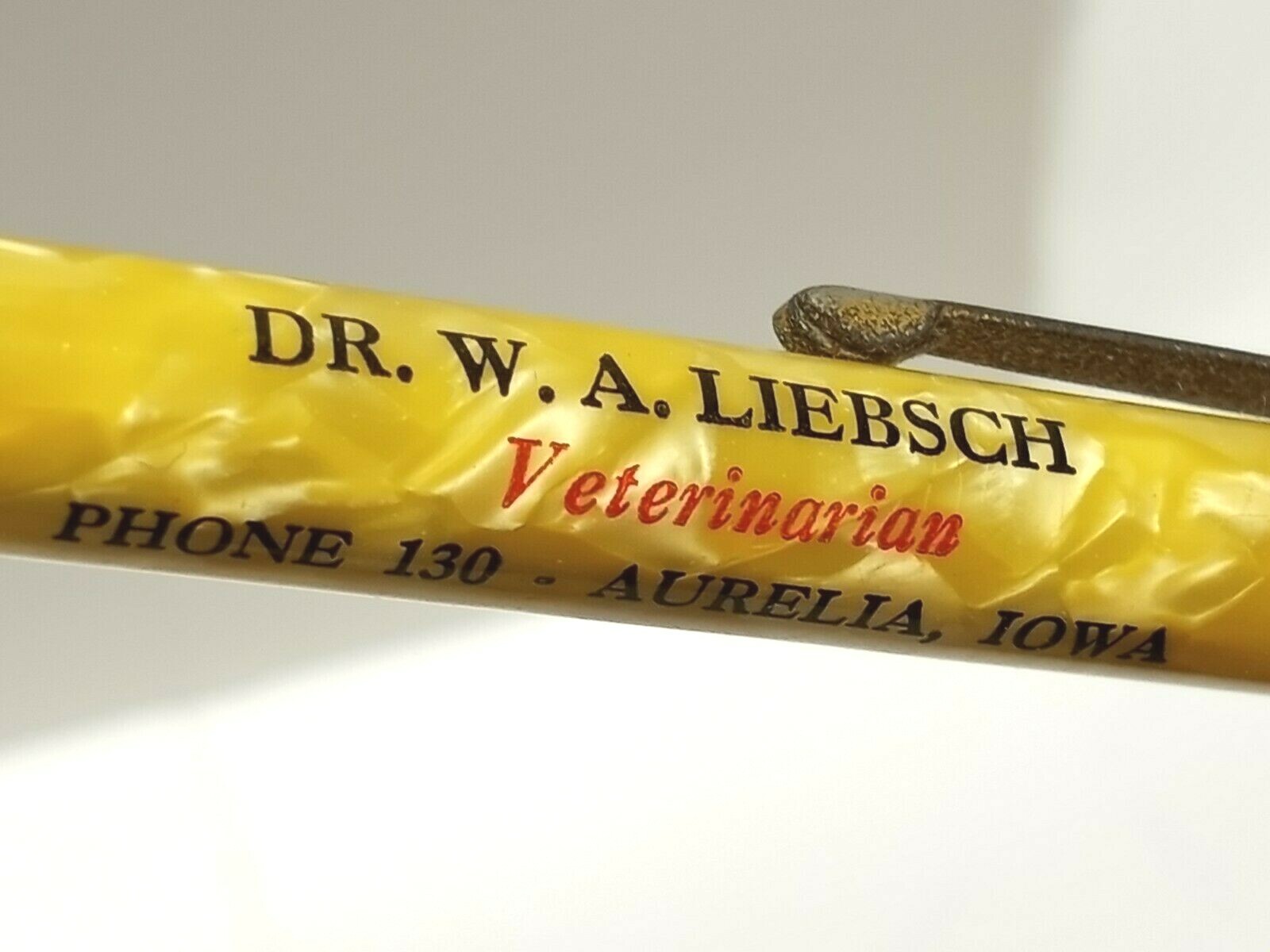 MARBLE MECHANICAL PENCIL DR W A LIEBSCH VETERINARIAN PH 130 AURELIA IA SCRIPTO