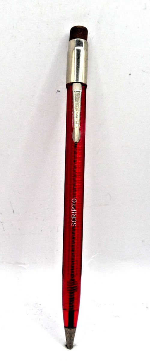 Scripto Vintage Transparent Red l.l mm Pencil-Used-free tin of lead-working