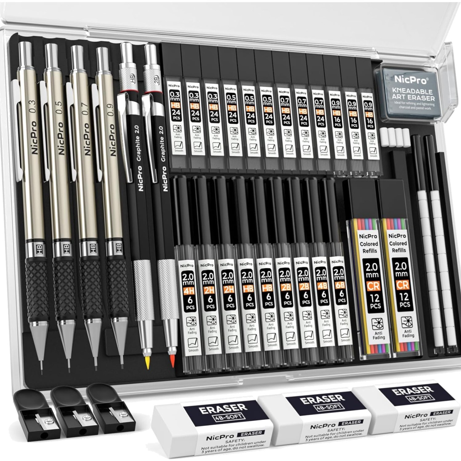 37PCS Art Mechanical Pencil Set, 4PCS Metal Drafting Pencil 0.3mm, 0.5 mm, 0….