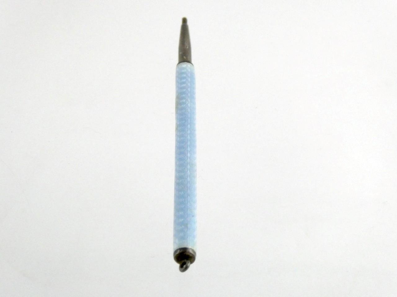 Vintage Gullioche Pale Blue Enamel Pencil Screwend Lead Up and Down