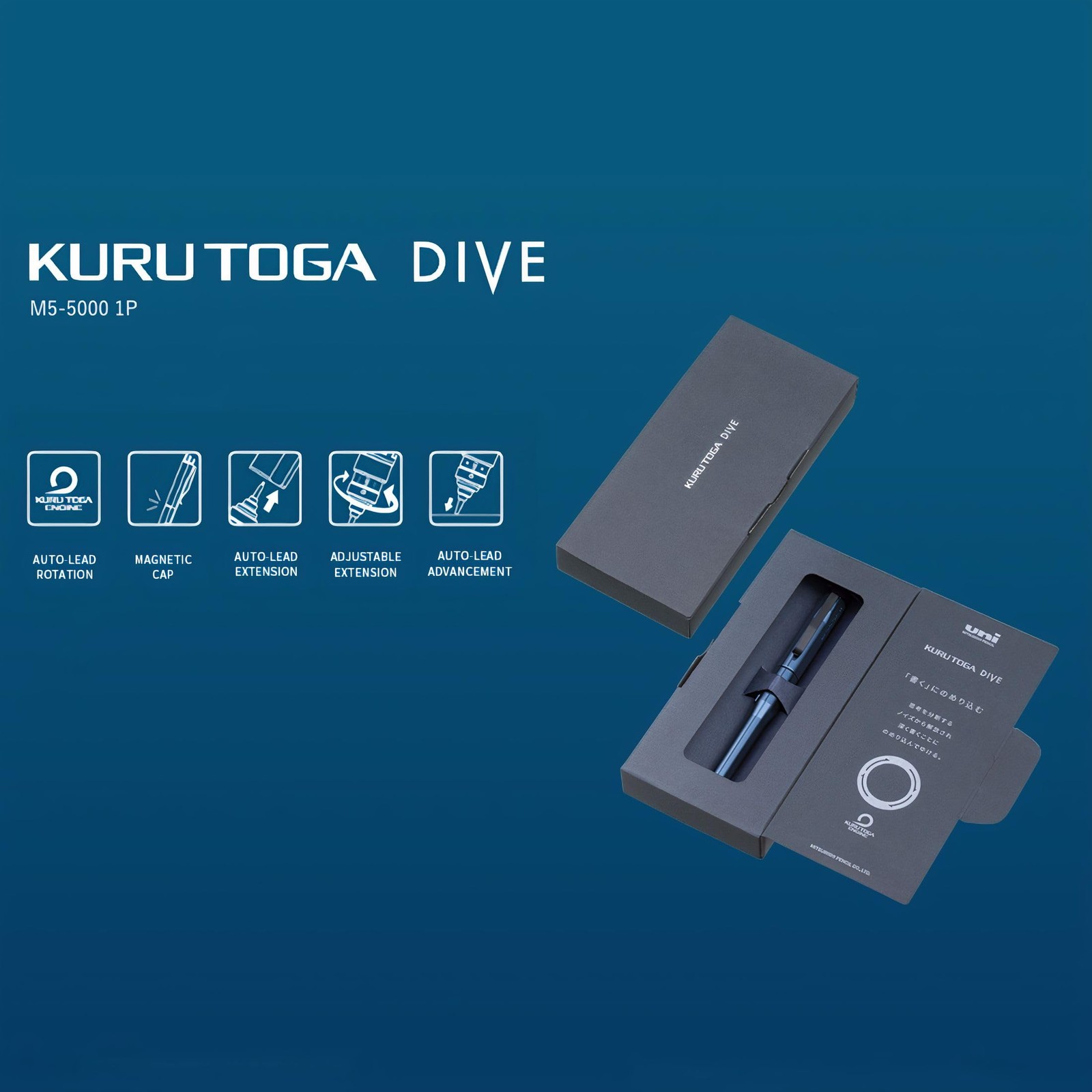 Uni Mitsubishi Pencil Kuru Toga Dive 0.5mm Mechanical Pencil Abyss Blue M550001P