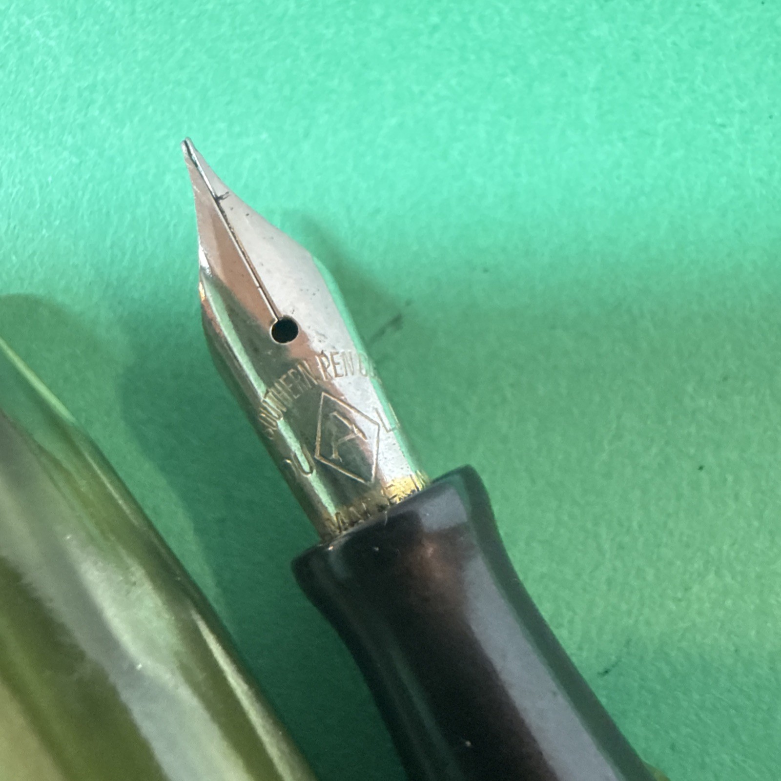 Vintage Champion Fountain Pen/Mechanical Pencil Combo, Green Marbled Finish