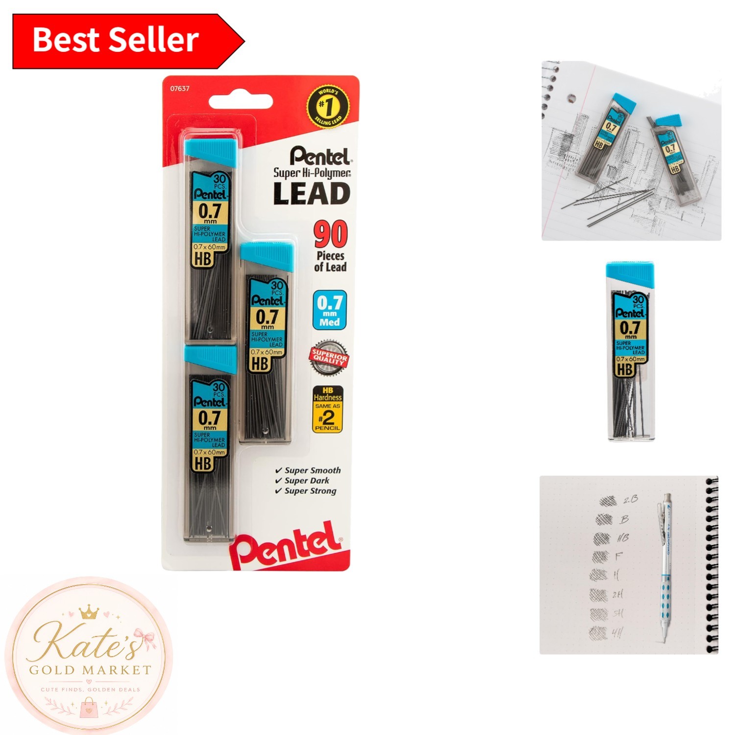 30 Super Hi-Polymer HB Refill Leads in 3 Tubes – Ideal for Mechanical Pencils