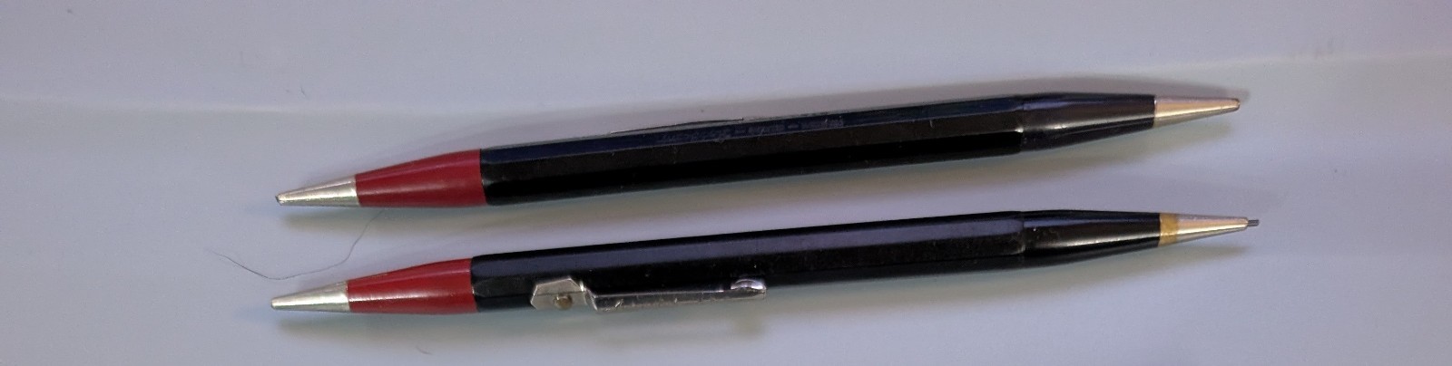 2 VTG Autopoint Twinpoint Mechanical Pencils Black / Red USA 1.1mm 0.046”