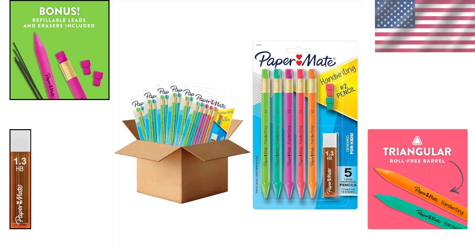 Kids’ Triangular Pencils, 30 Count with Erasers & Refills – Perfect for Learning