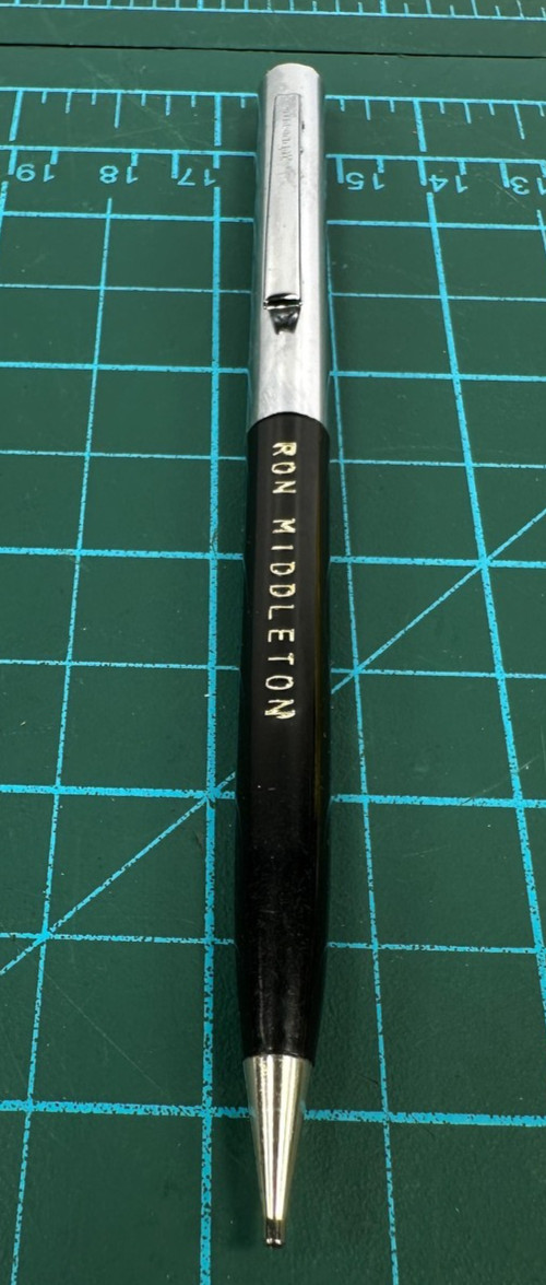Vintage Sheaffer Mechanical Twist Pencil Black Chrome Personalized Ron Middleton