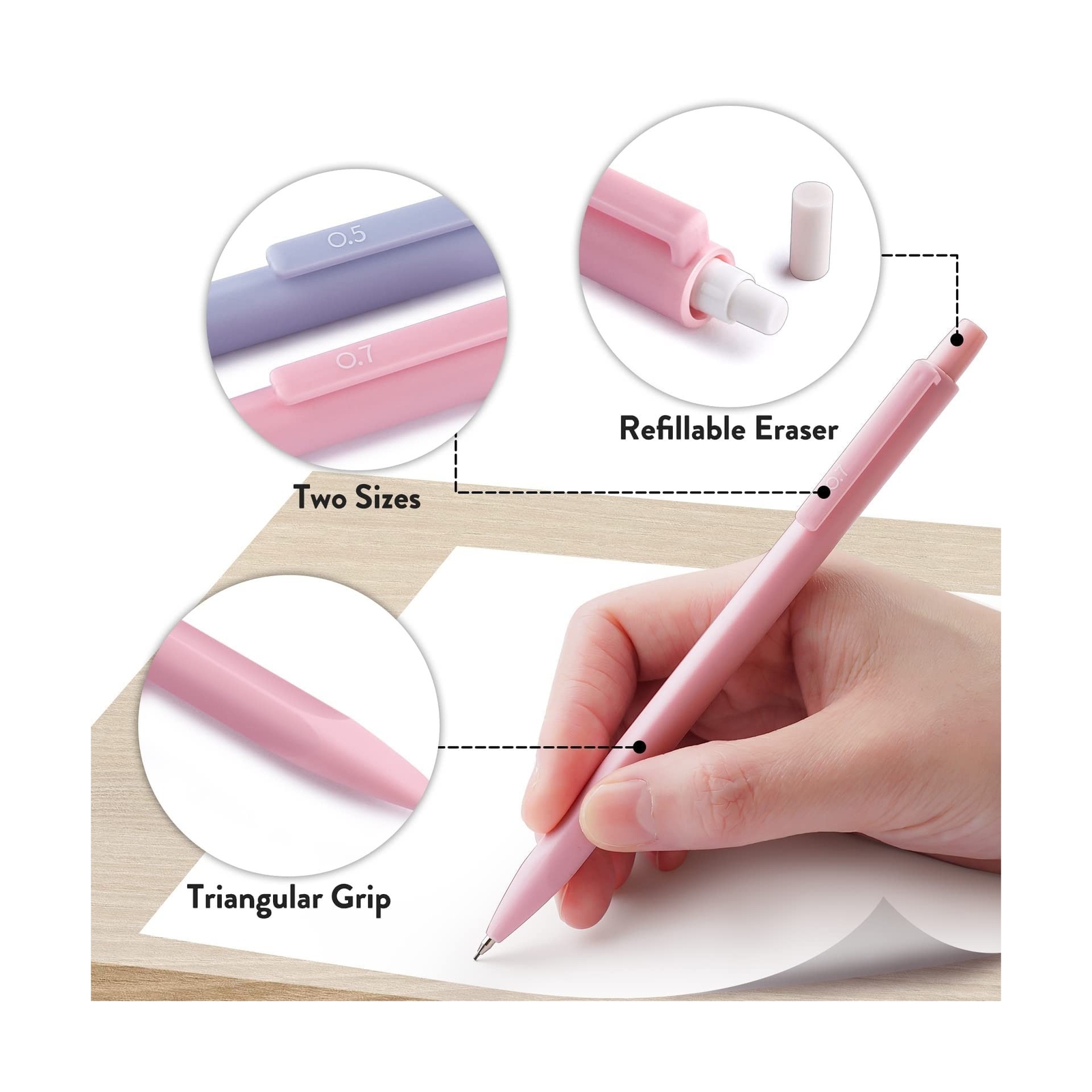 Four Candies Cute Mechanical Pencil Set, 6PCS Pastel Mechanical Pencils 0.5 &…