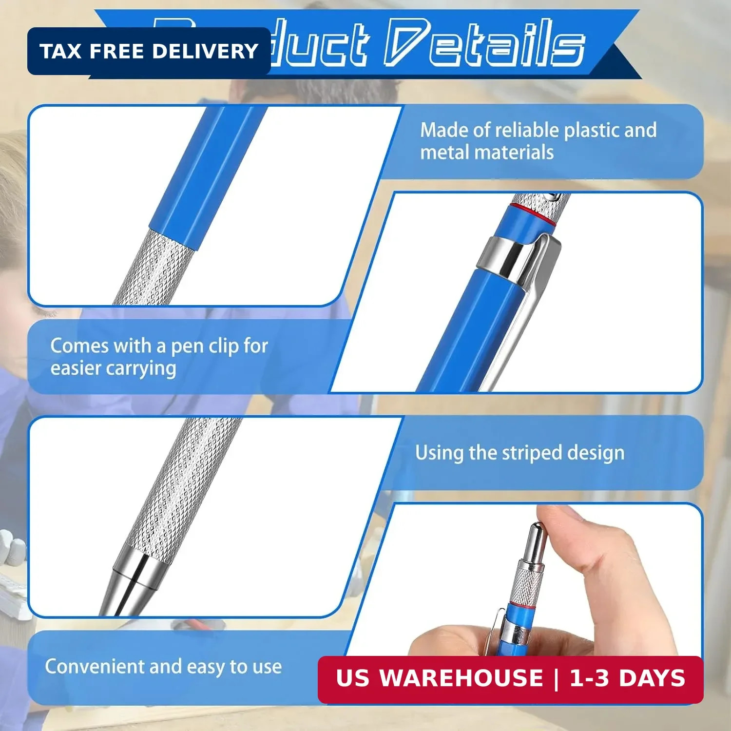 Nezyo 4 Pieces Welder Pencil with 60 Pieces Round Refills Mechanical Pencil Meta