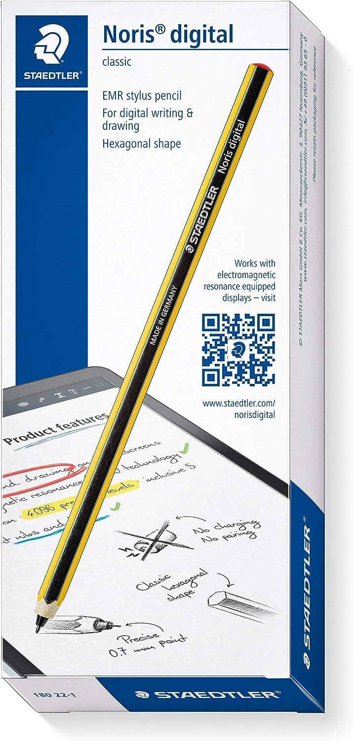 Noris Digital Classic EMR Stylus, 0.7mm Tip, 4096 Pressure Levels, No Chargin…