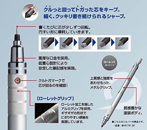 Uni Mechanical Pencil KURUTOGA High Grade Roulette Gun Metallic 0.5 M510171P.43
