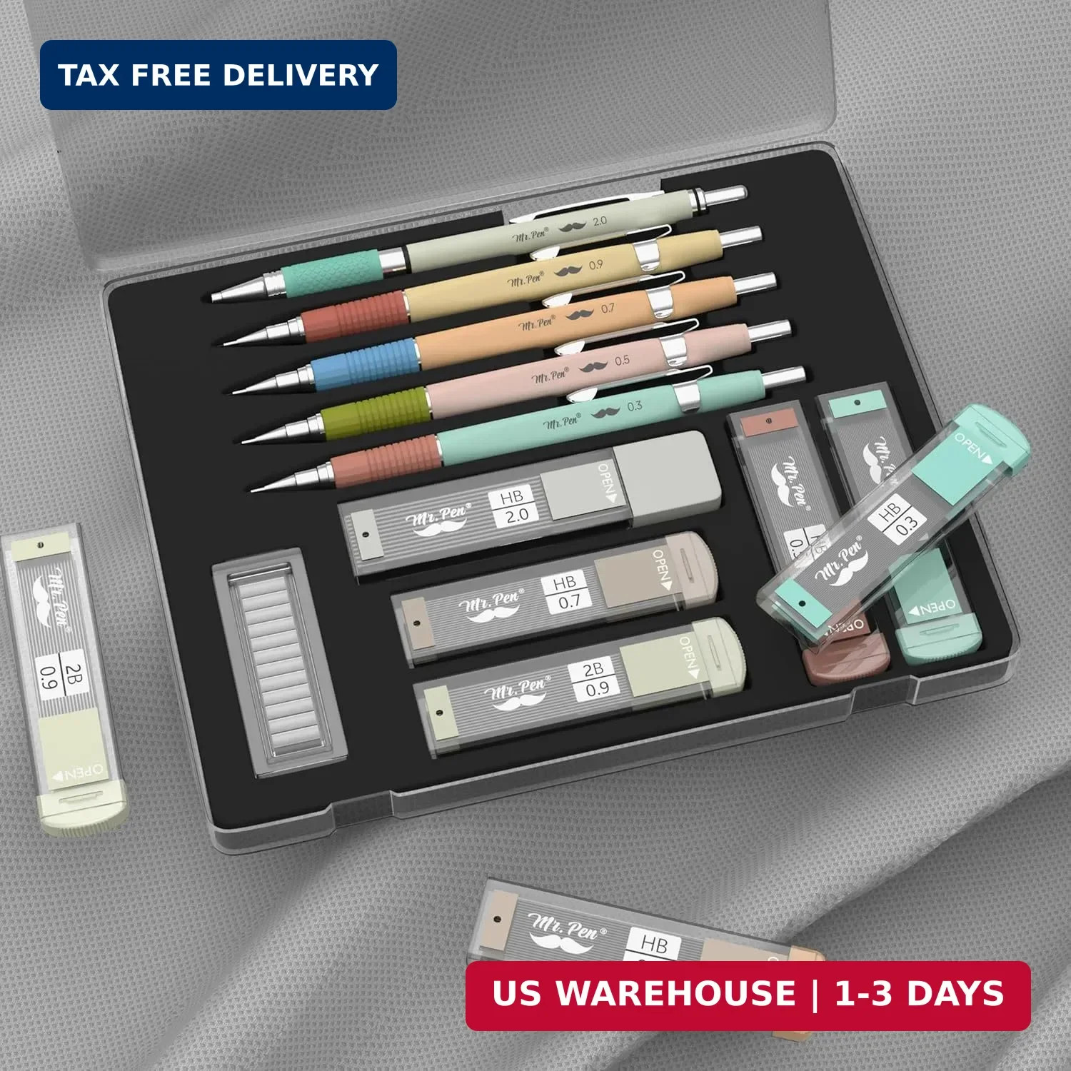 Mr. Pen- Art Mechanical Pencil Set, 5 Metal Mechanical Pencils (0.3, 0.5, 0.7, 0