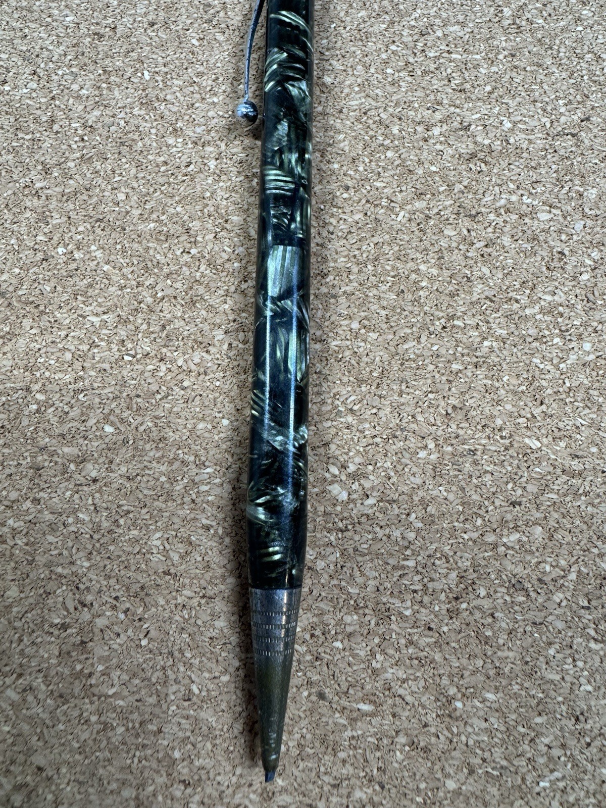 Antique Eversharp 4 Square Green Pattern Celluloid Mechanical Pencil Chrome Trim
