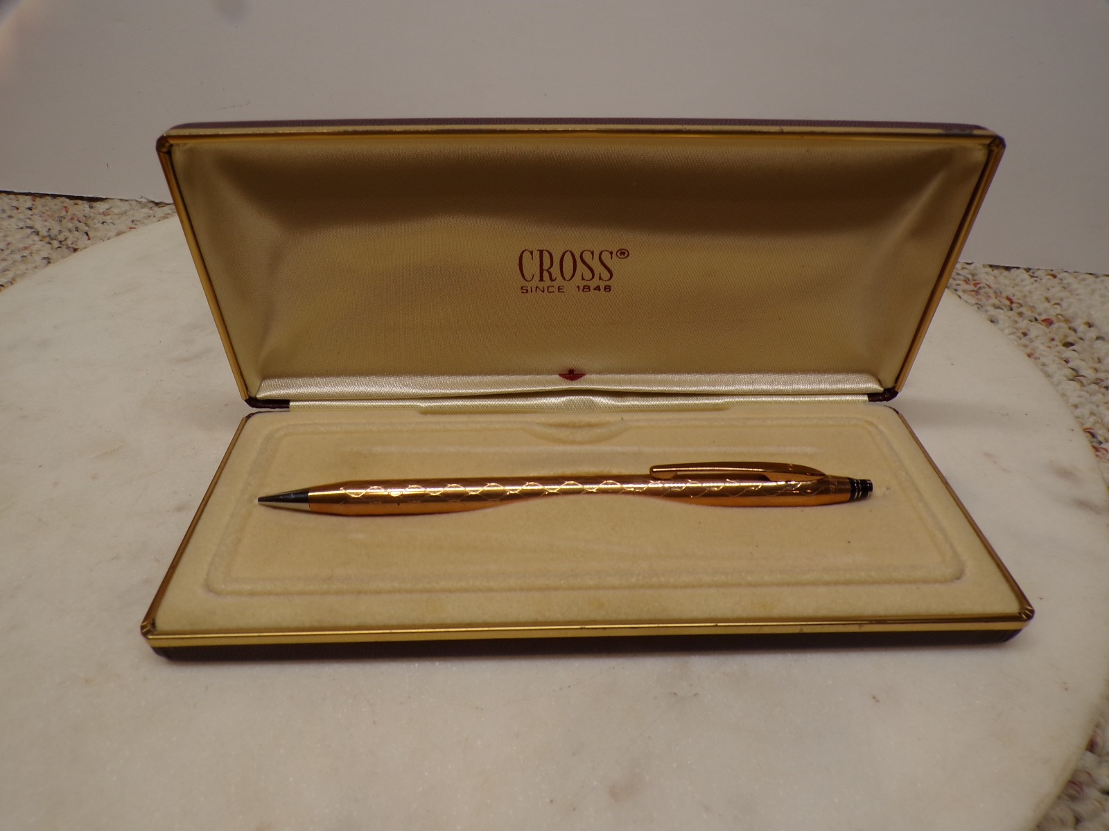 UNIQUE Design Working Cross Mechanical Pencil In Brown Case 1/20 14K Gold Fill