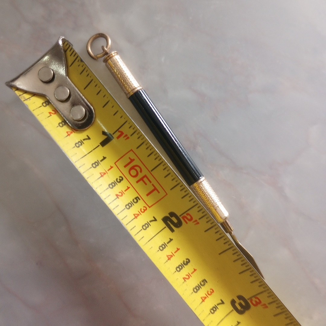 Rare Victorian Twist Propelling Dip Pen Ebonite Gold Filled Chatelaine