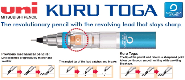 Uni Kuru Toga Roulette Model Mechanical Pencil .5 mm Gun Metallic & Silver set 2