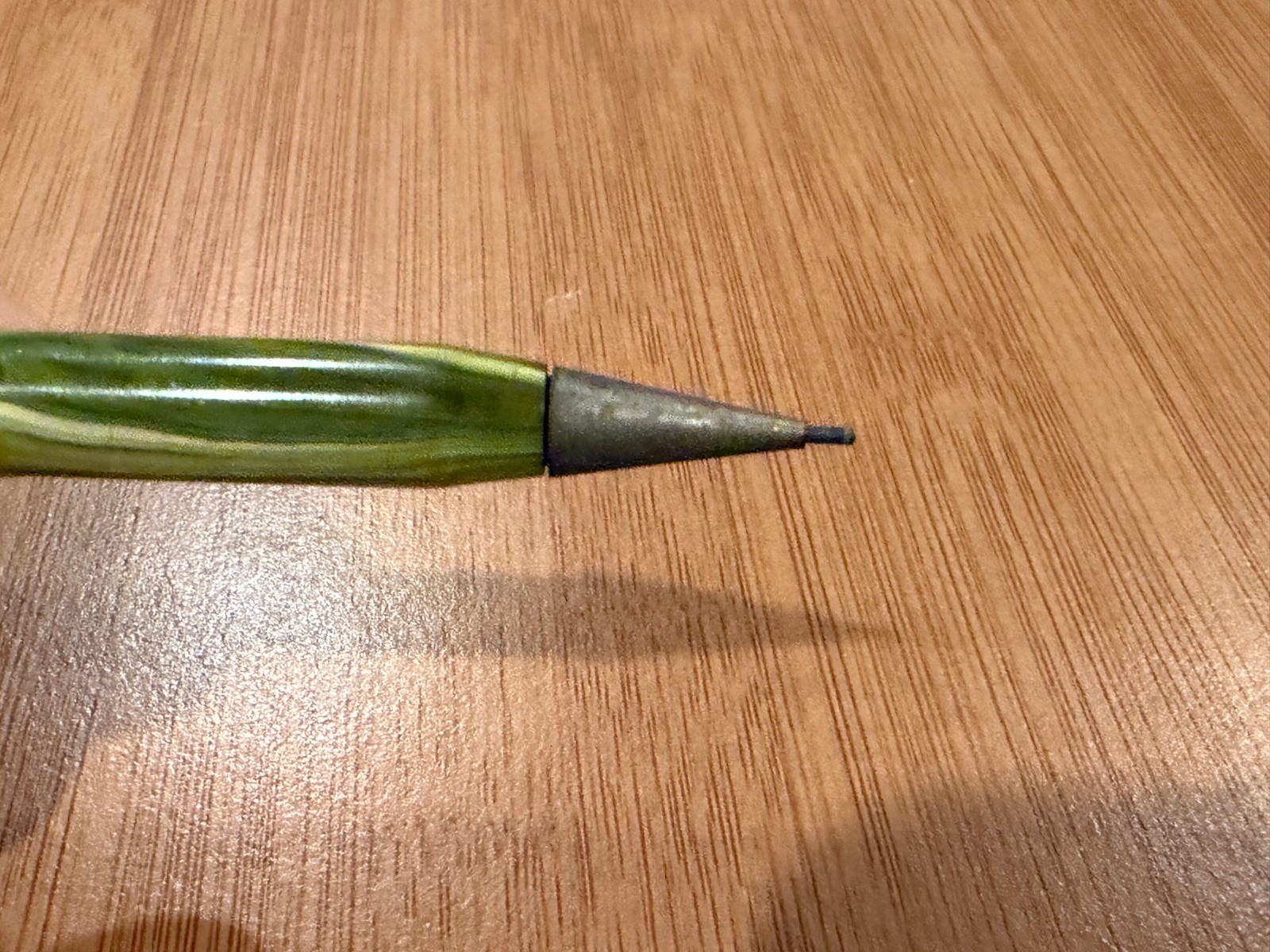 Vintage Green Striated Plastic or Celluloid Mechanical Pencil